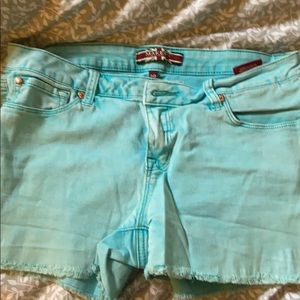 Pretty washed teal cutoff shorts